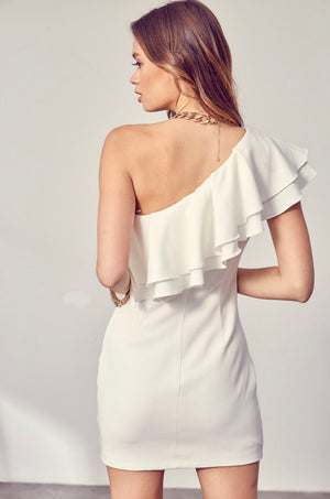 The Kendra One Shoulder Dress- White
