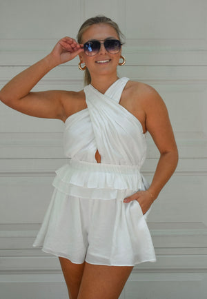 On To The Next Romper- White
