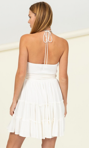 Halter Wrap Dress- White