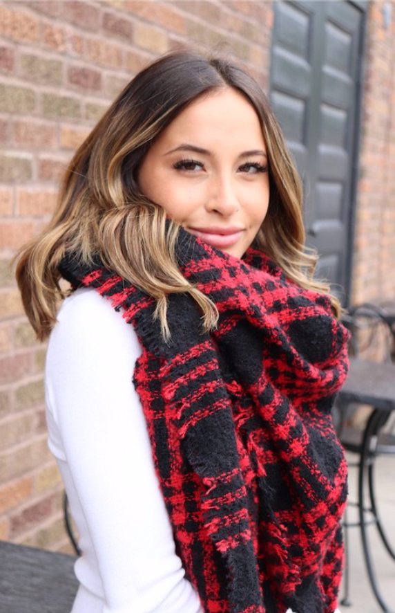 Red and Black Blanket Scarf