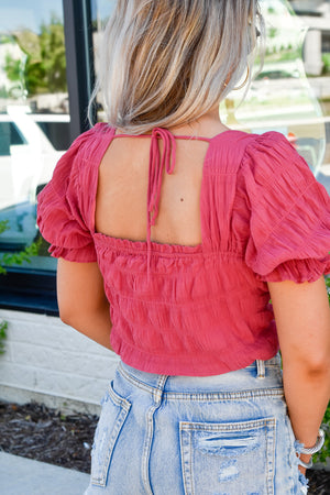 Adore You Puff Sleeve Top - Cranberry