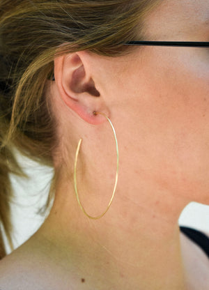 Thin Hammered Hoops- Matte gold