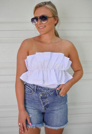 The Lacy Crop Top- White