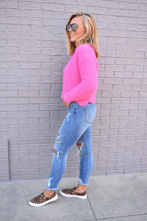 The Birthday Sweater- Hot Pink