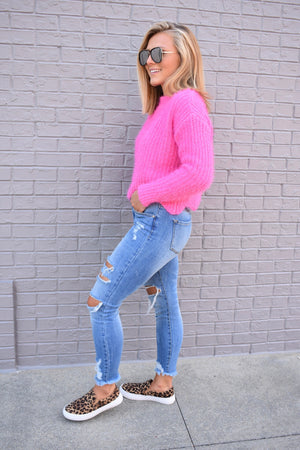 The Birthday Sweater- Hot Pink