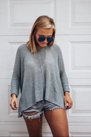 Fall Vibes Sweater- Grey Mint