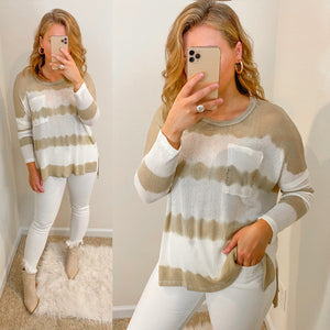 Tie Dye Knit Top - Taupe