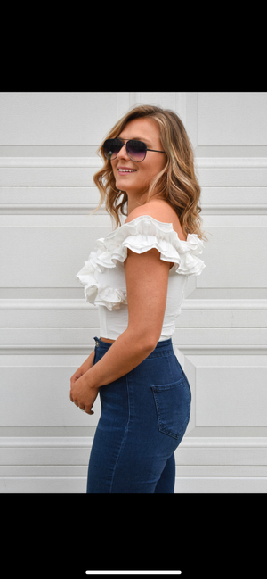 Let The Games Begin Ruffle Tube Top - White